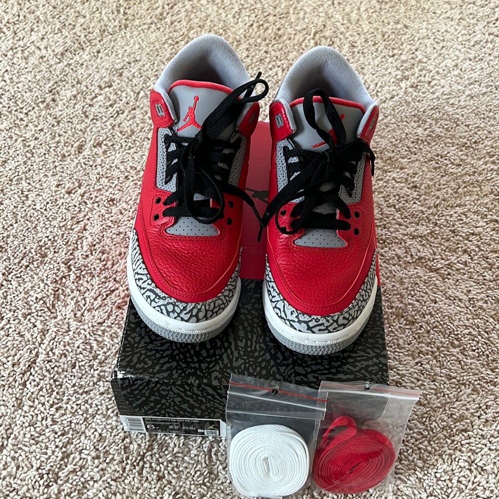 Air Jordan 3 Retro Fire Red/Cement Gray (GS 6Y)